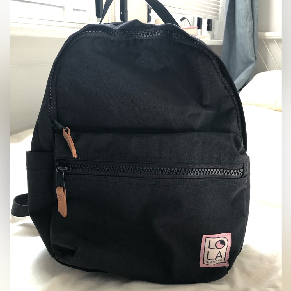 Lola Black Backpack with Pink Logo